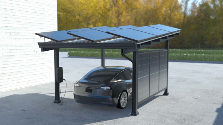 Solcellecarport med justerbare solpaneler